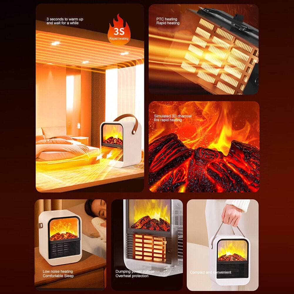 Electric Heater Mini Fireplace Heater Fast Heating Small for Home Bedroom Office