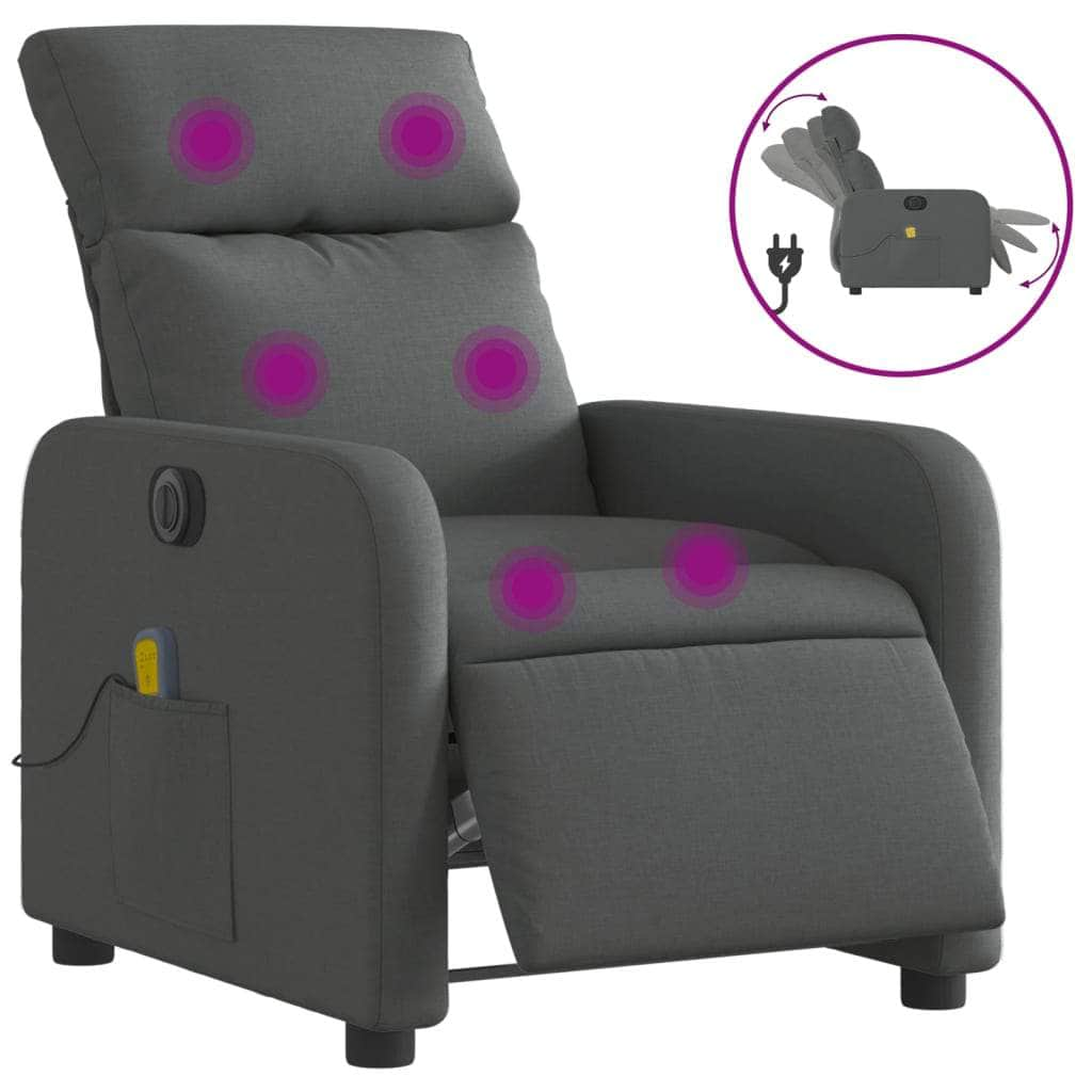 Electric Massage Recliner Chair-Dark Grey Fabric