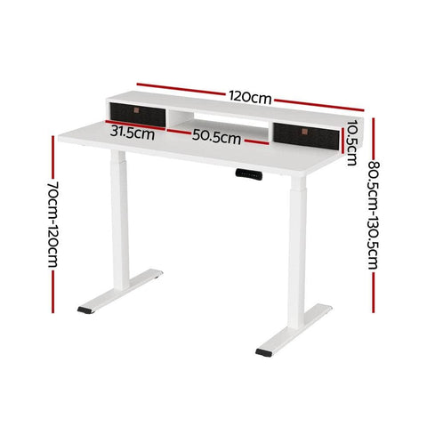 Electric Standing Desk Dual Motor Office Table With Shelf Drawer120Cm