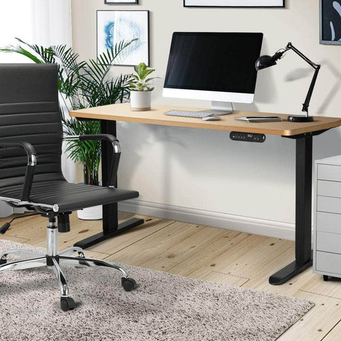 Electric Standing Desk Single Motor Black&Grey-Oak 140CM