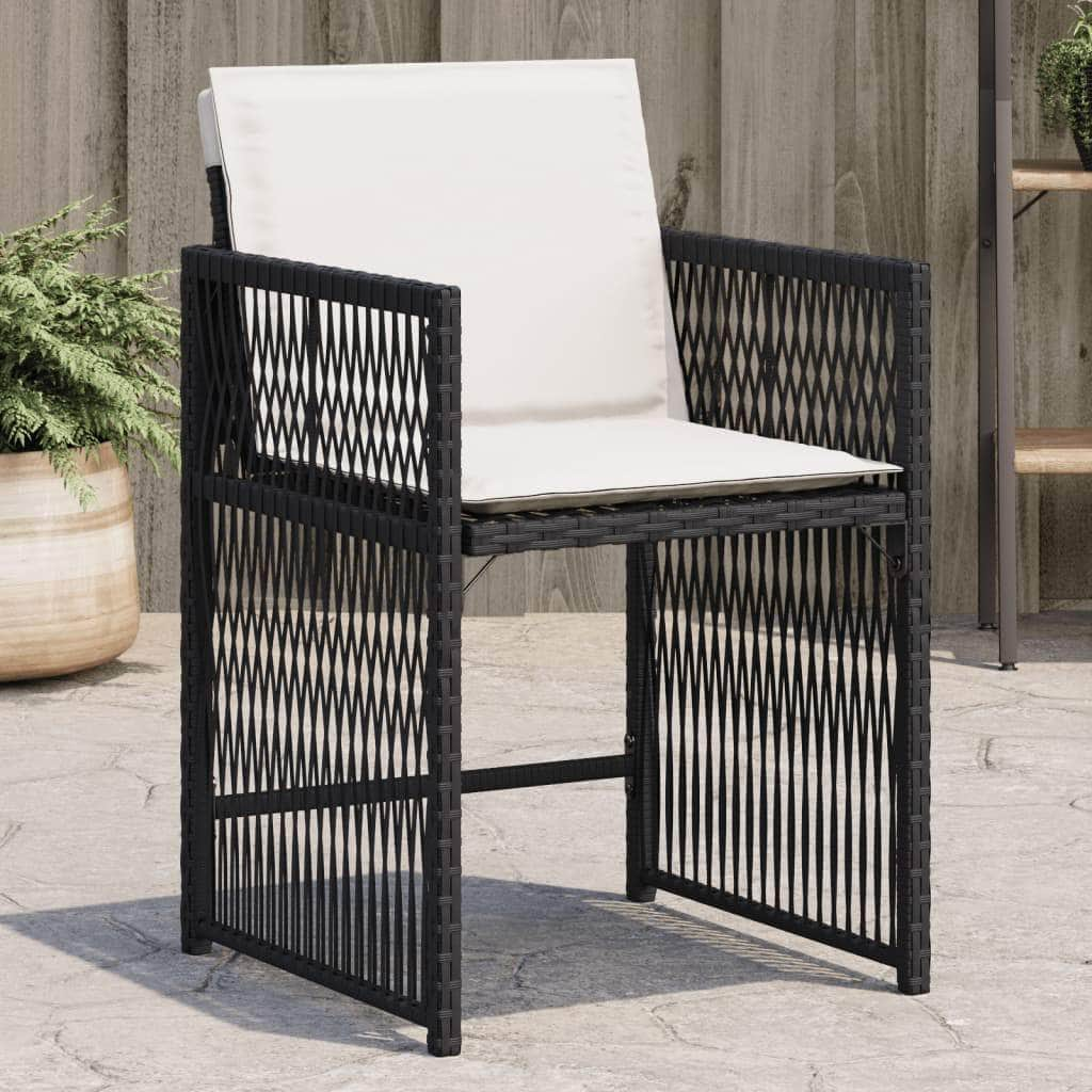 Elegance: Garden Chairs with Cushions 4 pcs Black Poly Rattan