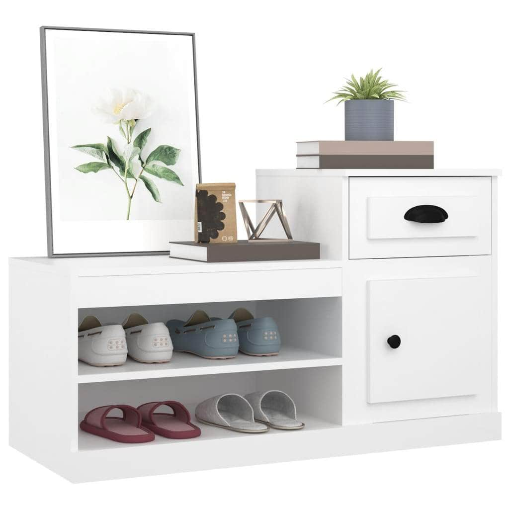 Elegance in Every Step: White Engineered Wood Shoe Cabinet