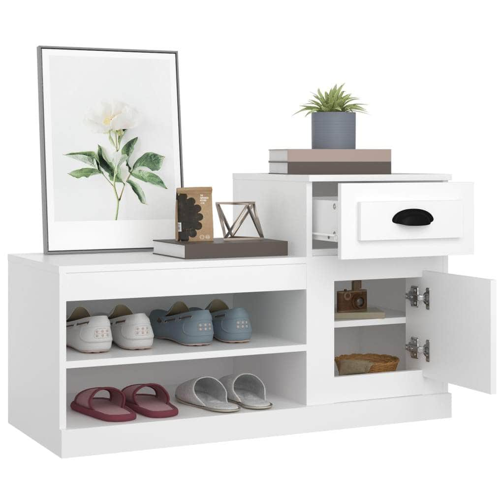 Elegance in Every Step: White Engineered Wood Shoe Cabinet