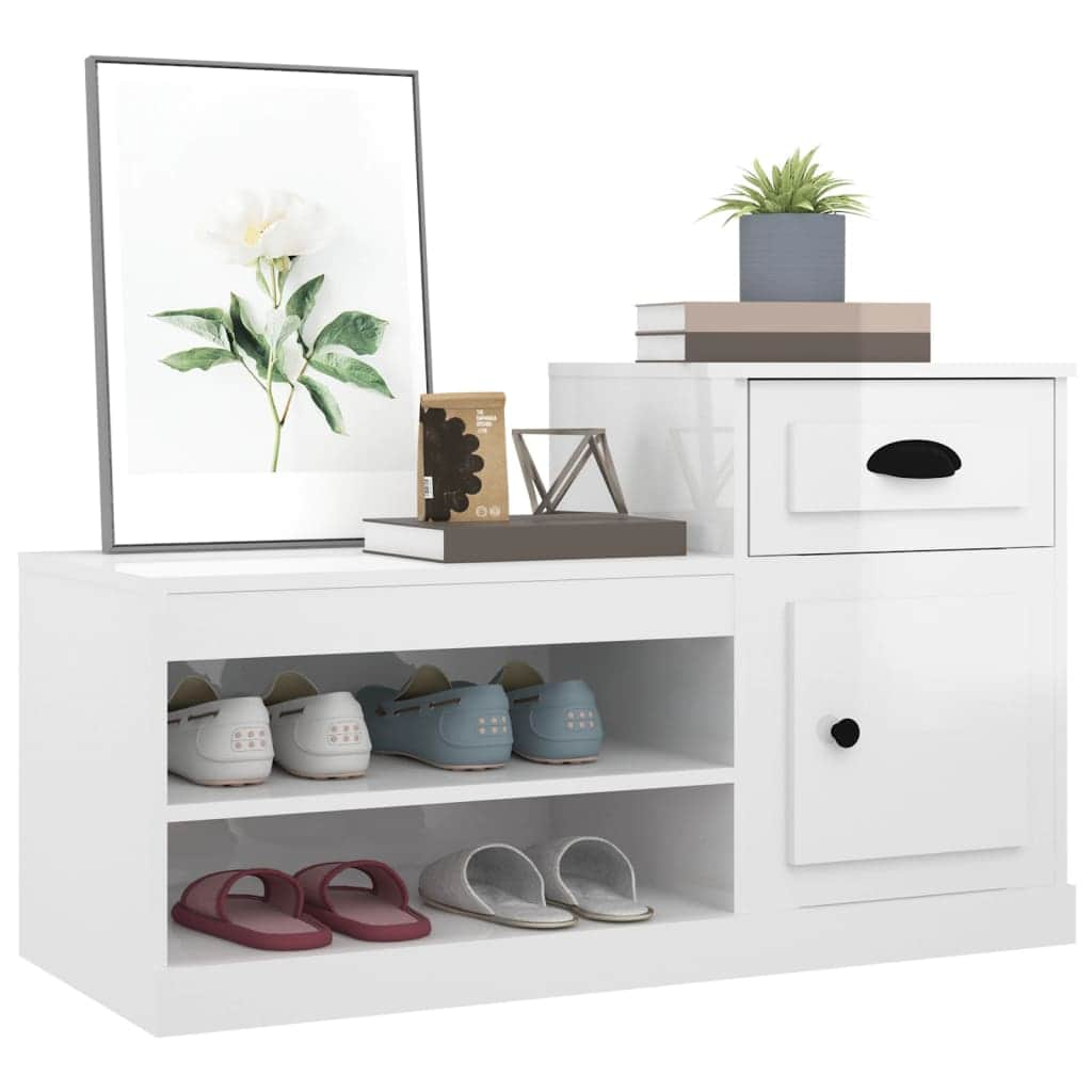 Elegance in Every Step: White Engineered Wood Shoe Cabinet