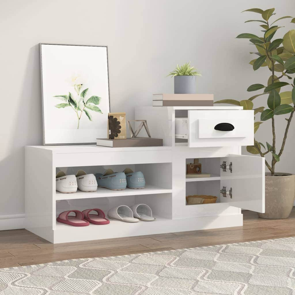 Elegance in Every Step: White Engineered Wood Shoe Cabinet