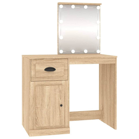 Elegance in Sonoma Oak: Engineered Wood Dressing Table with LED