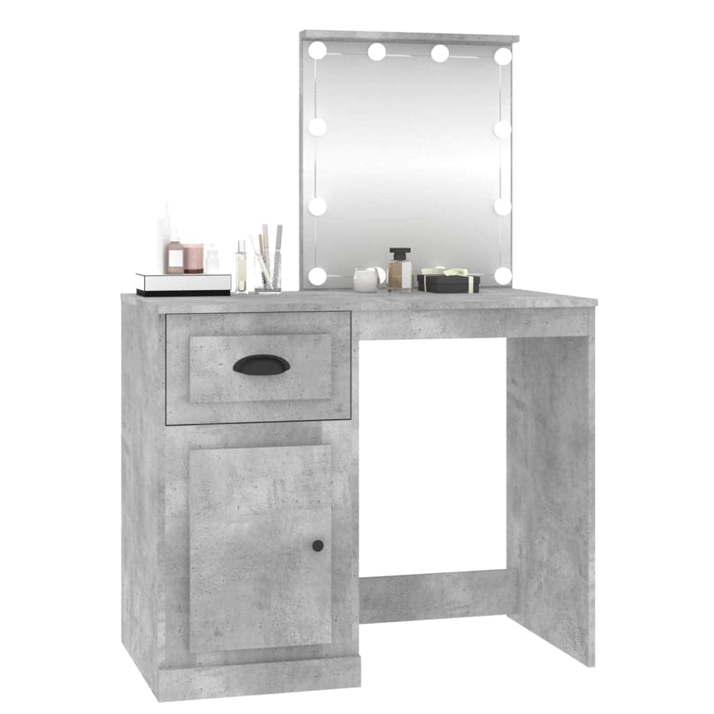 Elegance in Sonoma Oak: Engineered Wood Dressing Table with LED