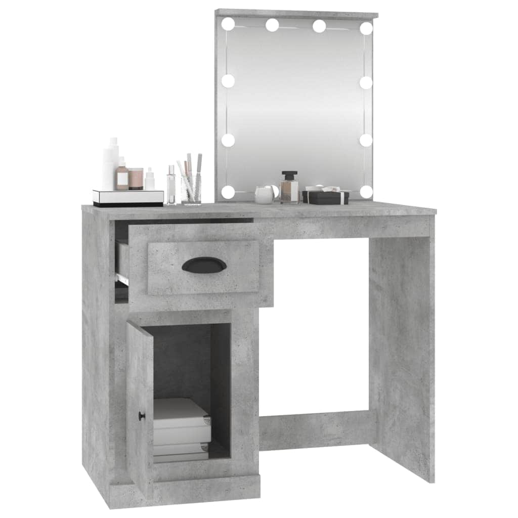 Elegance in Sonoma Oak: Engineered Wood Dressing Table with LED