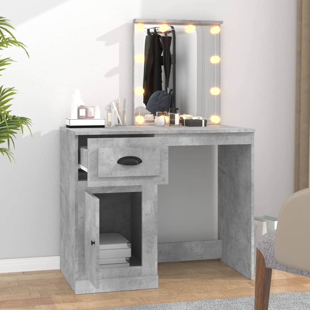 Elegance in Sonoma Oak: Engineered Wood Dressing Table with LED