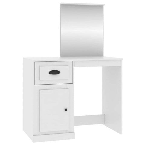 Elegance in White: Engineered Wood Dressing Table with Mirror