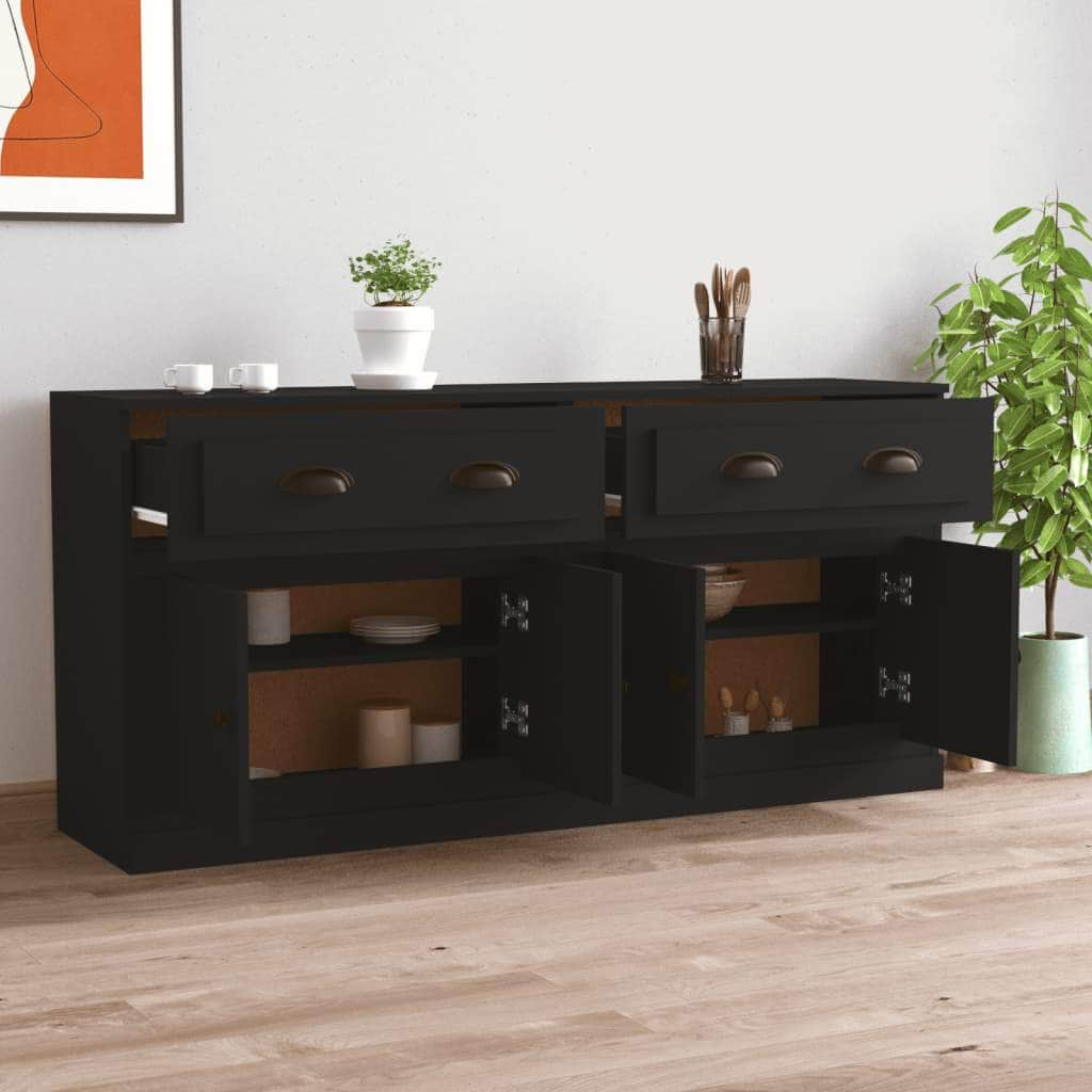 Elegant 2-Piece White Engineered Wood Sideboard Set