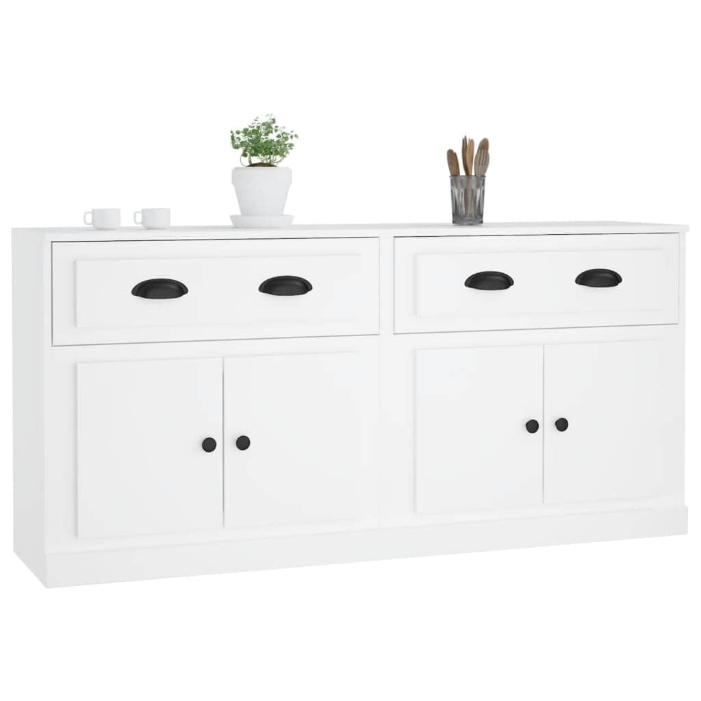 Elegant 2-Piece White Engineered Wood Sideboard Set