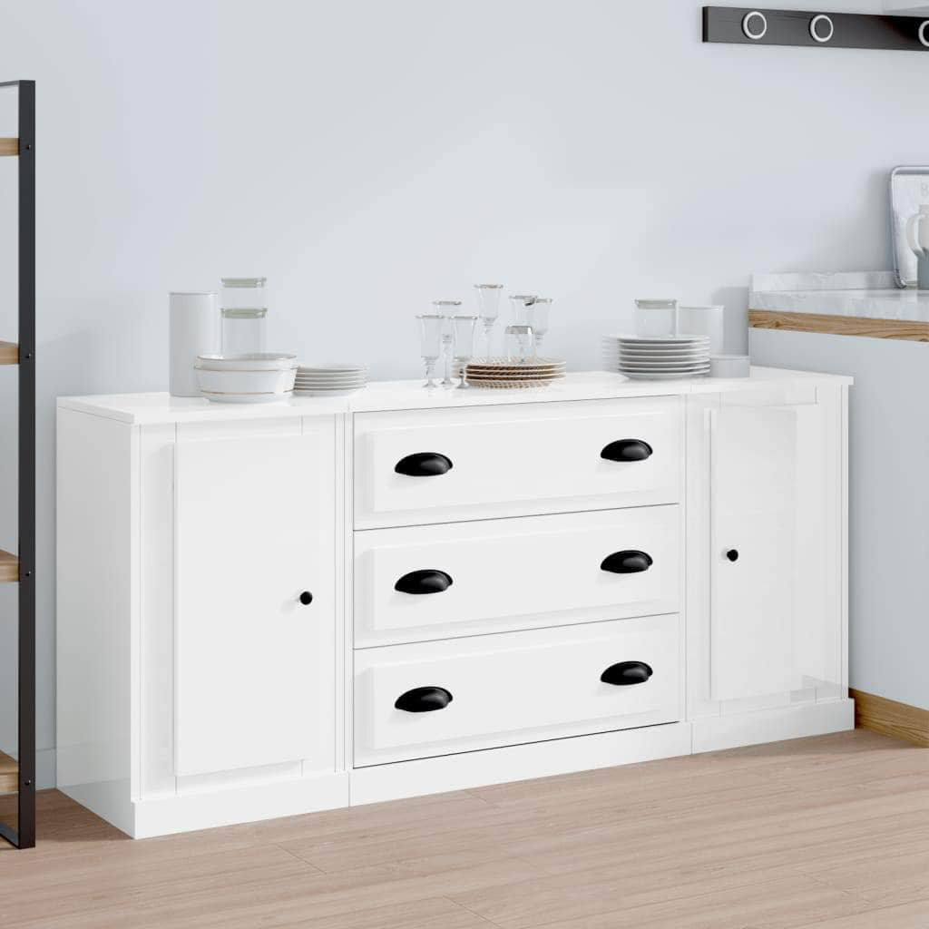 Elegant 3-Piece White Engineered Wood Dining Ensemble