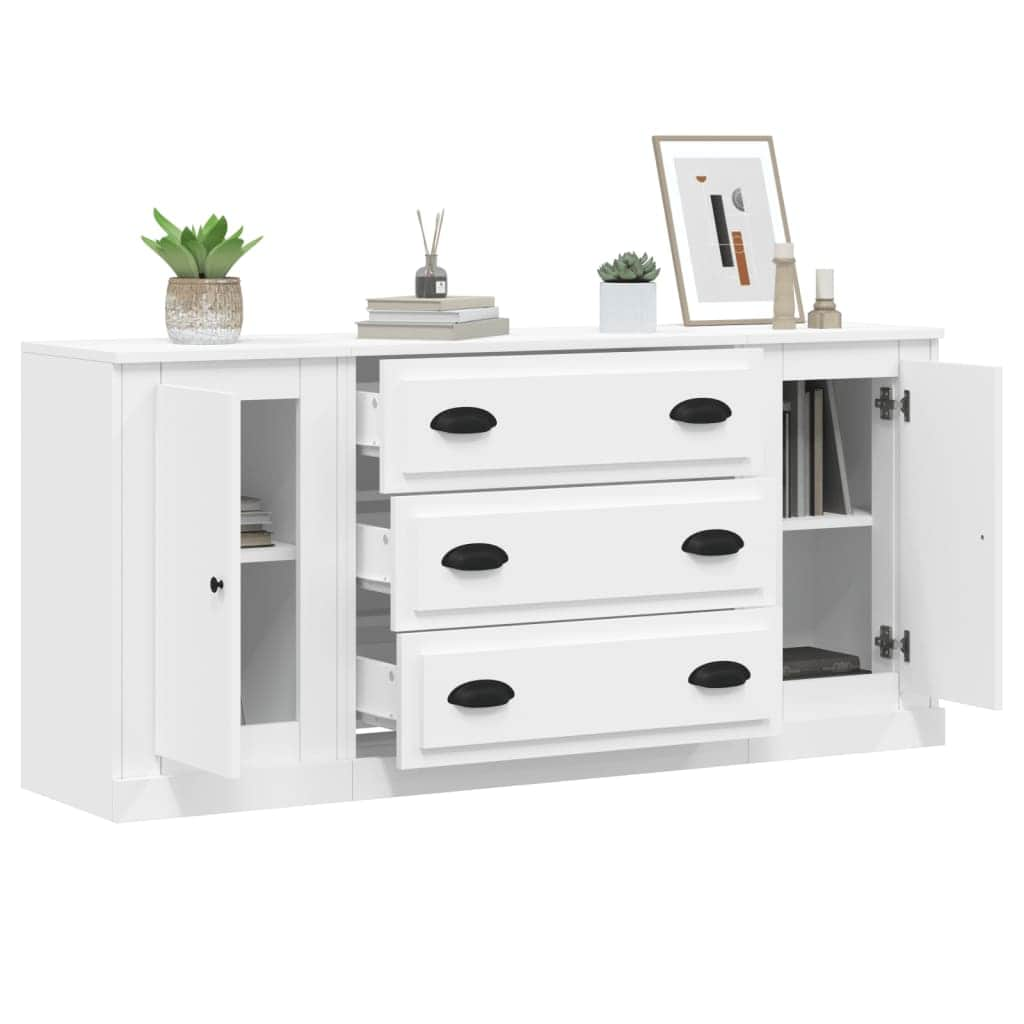 Elegant 3-Piece White Engineered Wood Dining Ensemble