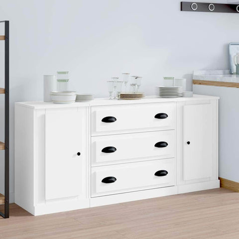 Elegant 3-Piece White Engineered Wood Dining Ensemble