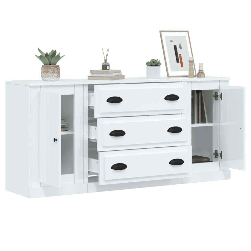 Elegant 3-Piece White Engineered Wood Dining Ensemble