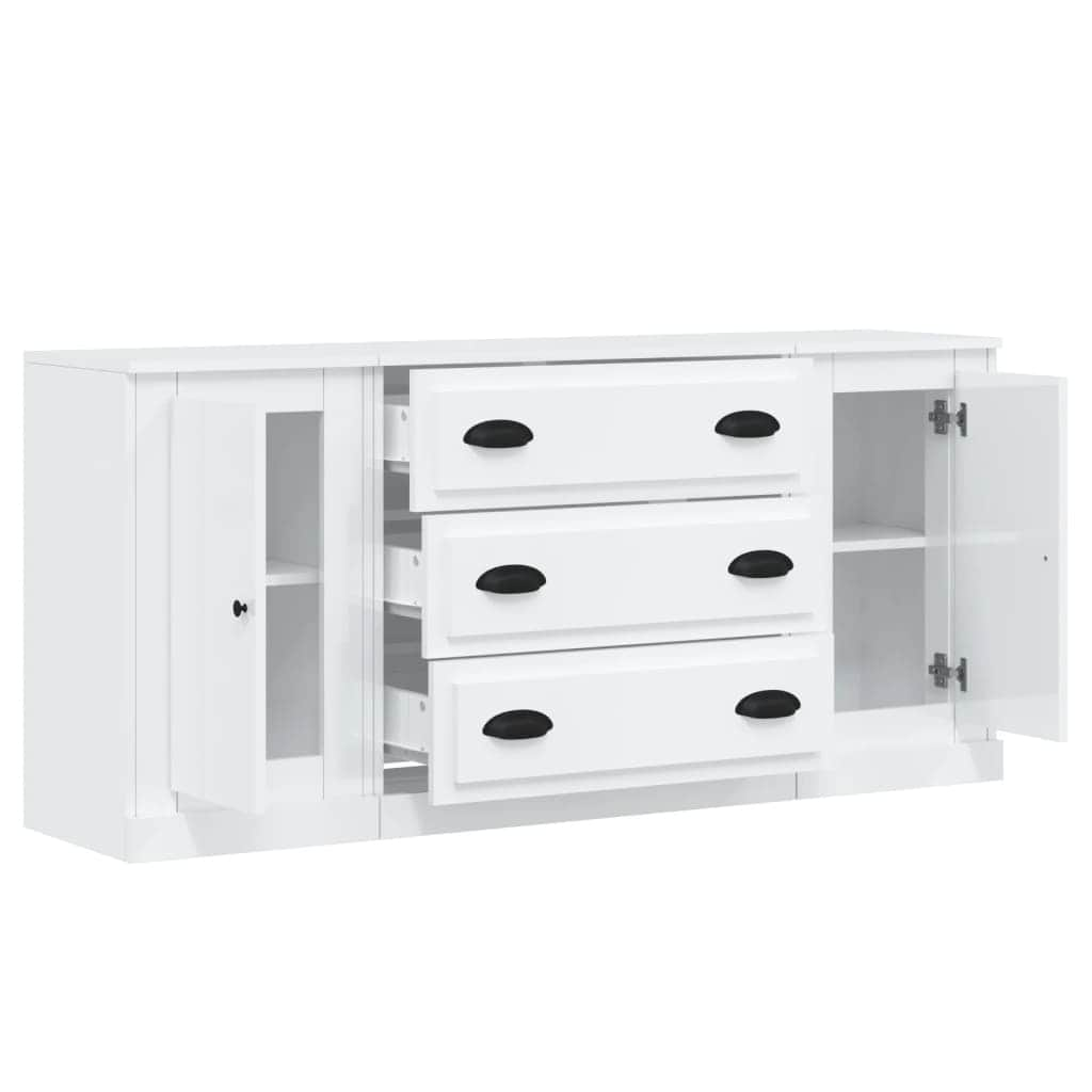 Elegant 3-Piece White Engineered Wood Dining Ensemble