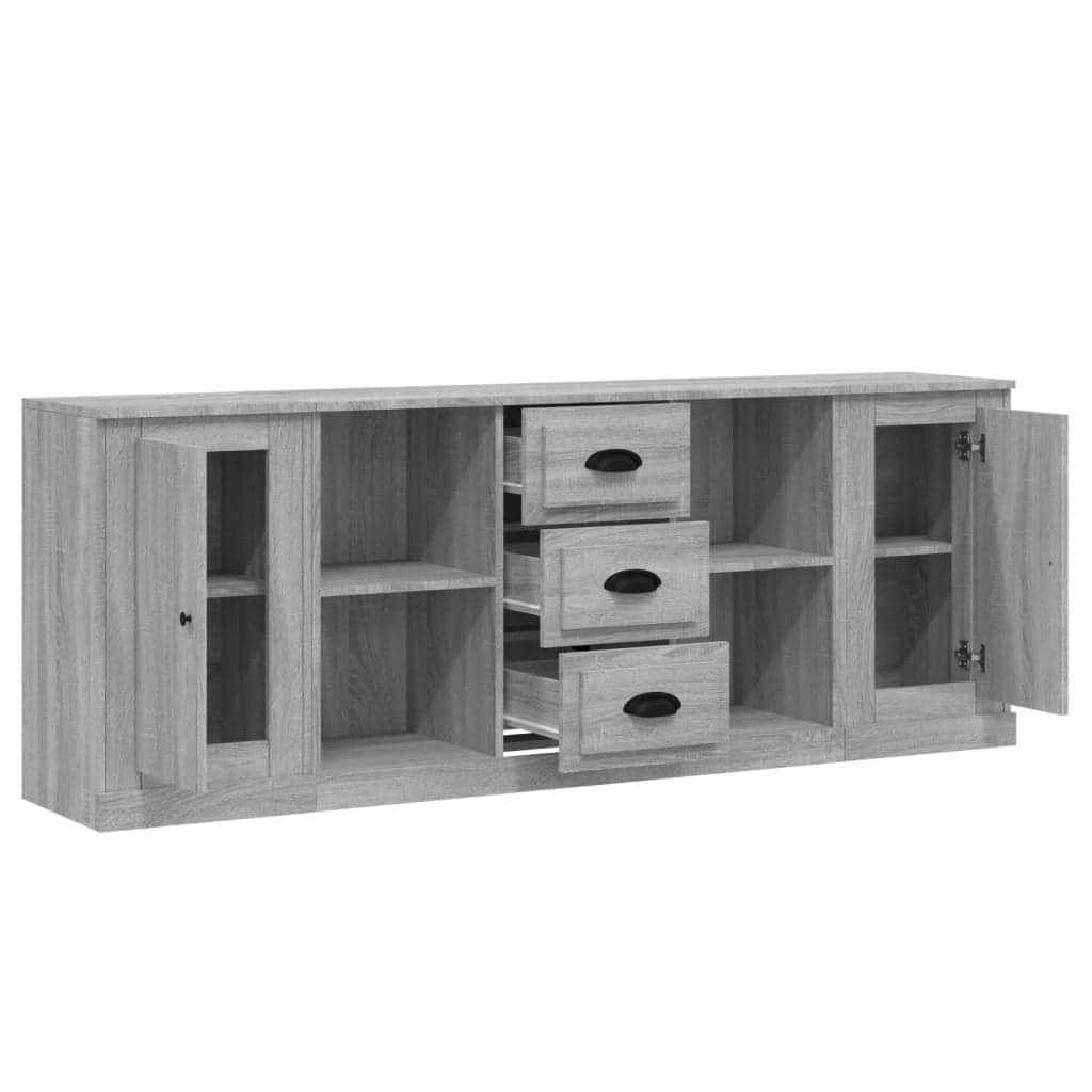 Elegant 3-Piece White Engineered Wood Sideboard Set