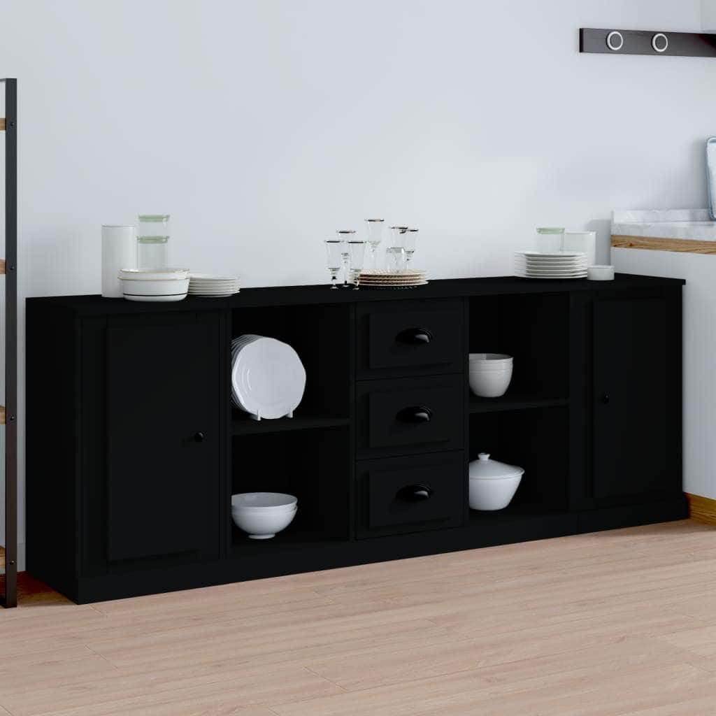 Elegant 3-Piece White Engineered Wood Sideboard Set