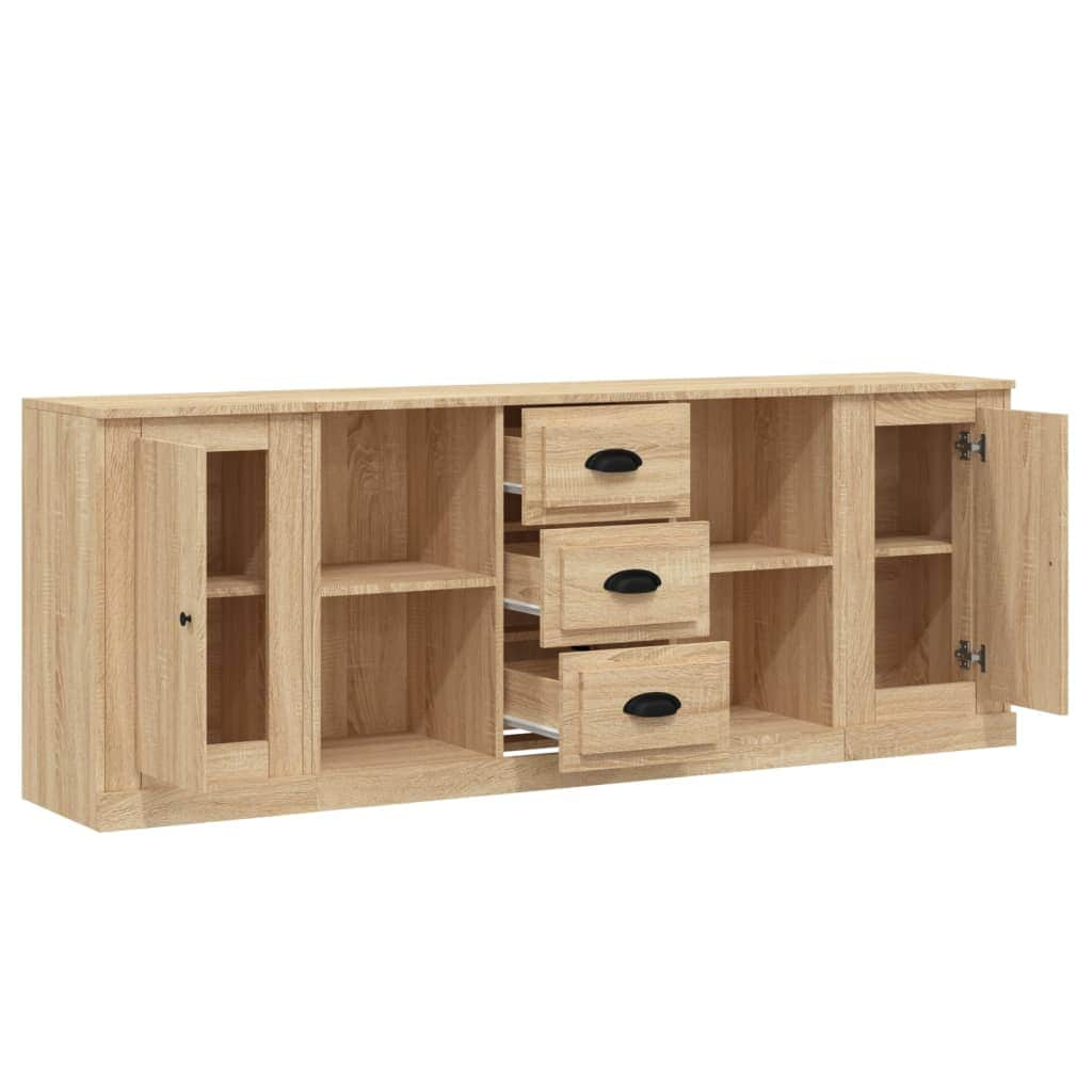 Elegant 3-Piece White Engineered Wood Sideboard Set