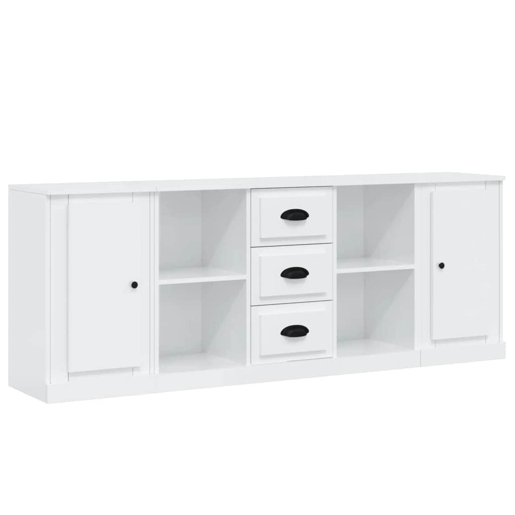 Elegant 3-Piece White Engineered Wood Sideboard Set