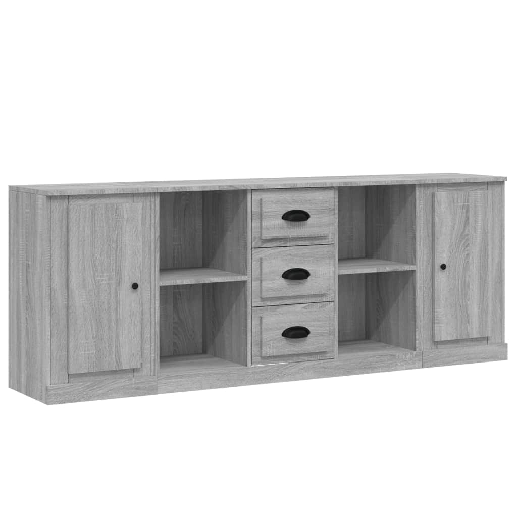 Elegant 3-Piece White Engineered Wood Sideboard Set