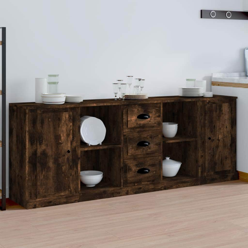 Elegant 3-Piece White Engineered Wood Sideboard Set