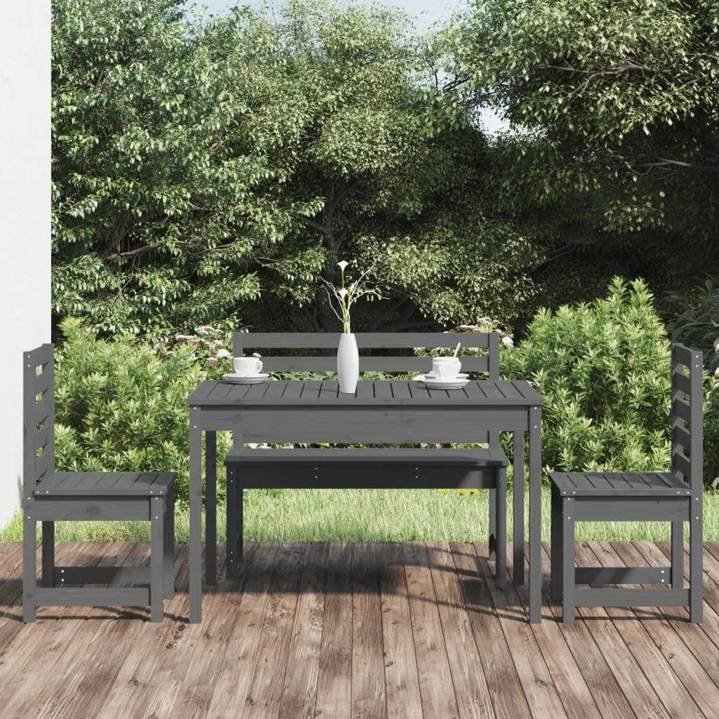 Elegant 4-Piece Pine Wood Garden Dining Set