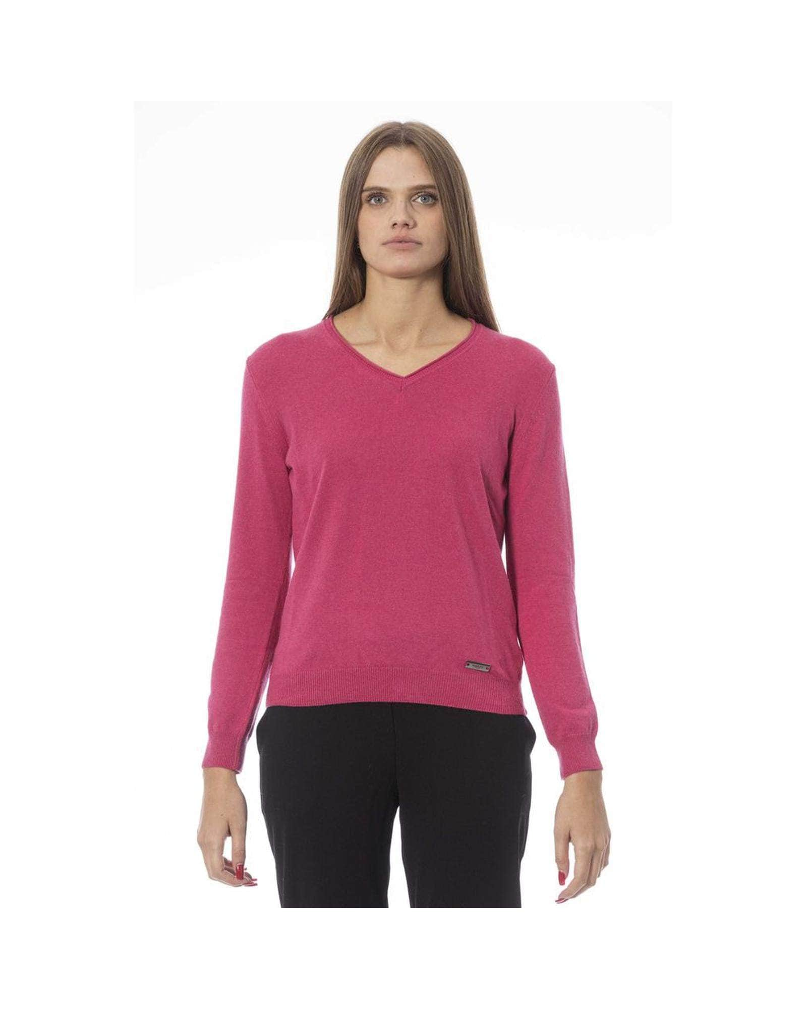 Elegant Beige/Fuchsia/Light Blue Polyamide Sweater -Baldinini Trend