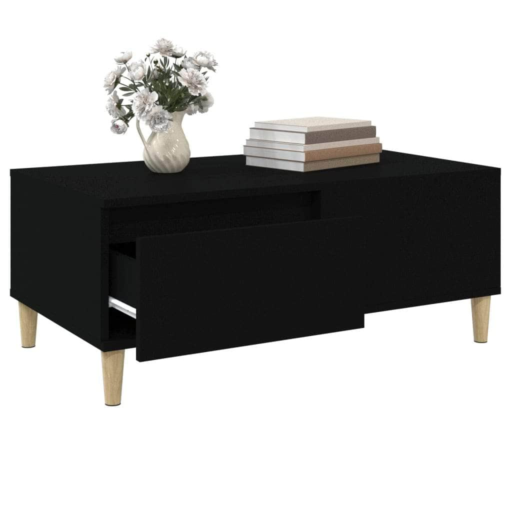 Elegant Black Engineered Wood Coffee Table