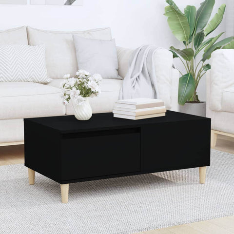 Elegant Black Engineered Wood Coffee Table