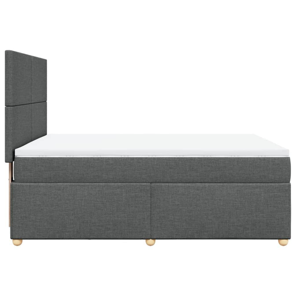 Elegant Dark Grey Queen Box Spring Bed with Plush Mattress