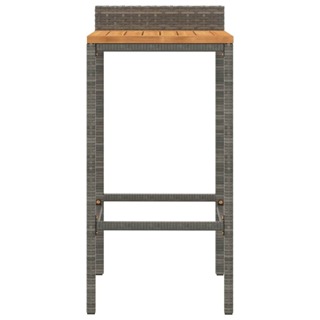 Elegant Duo: Poly Rattan & Acacia Wood Bar Stools (Set of 4)Black/Grey