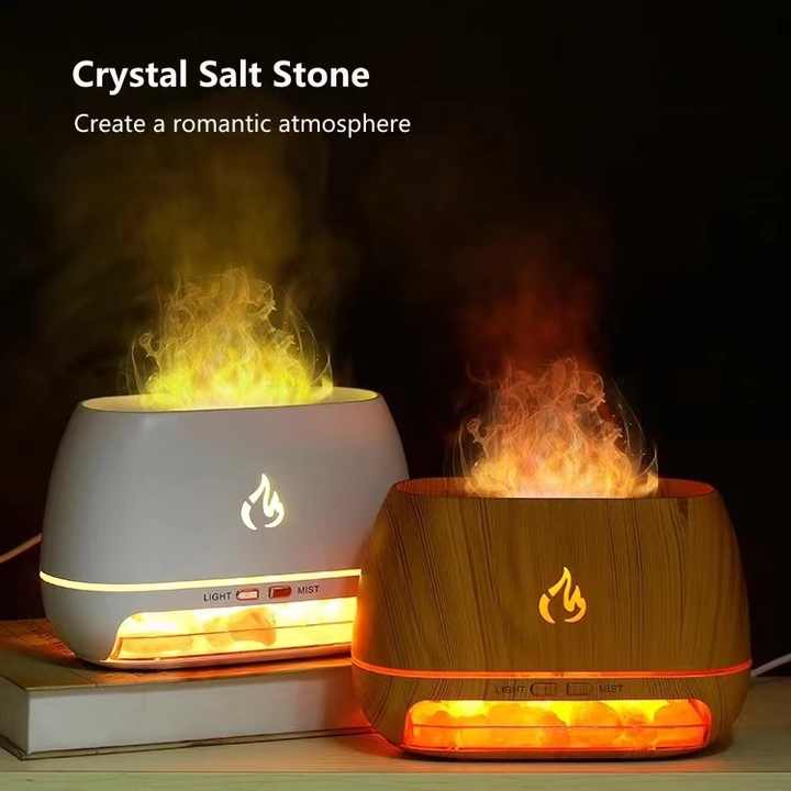 Elegant Flame Diffuser - Aromatherapy & Humidifier with Light