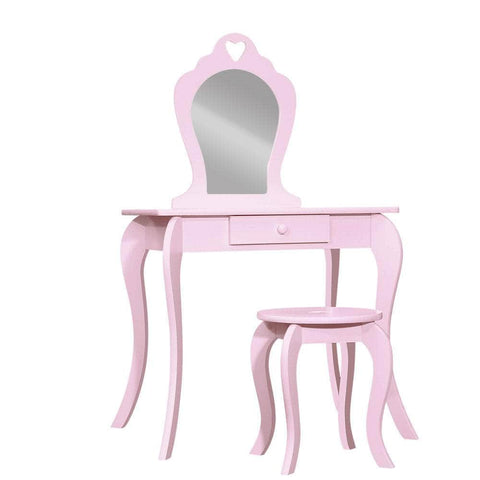 Elegant Kids Vanity Set with Mirror - Pink Dressing Table