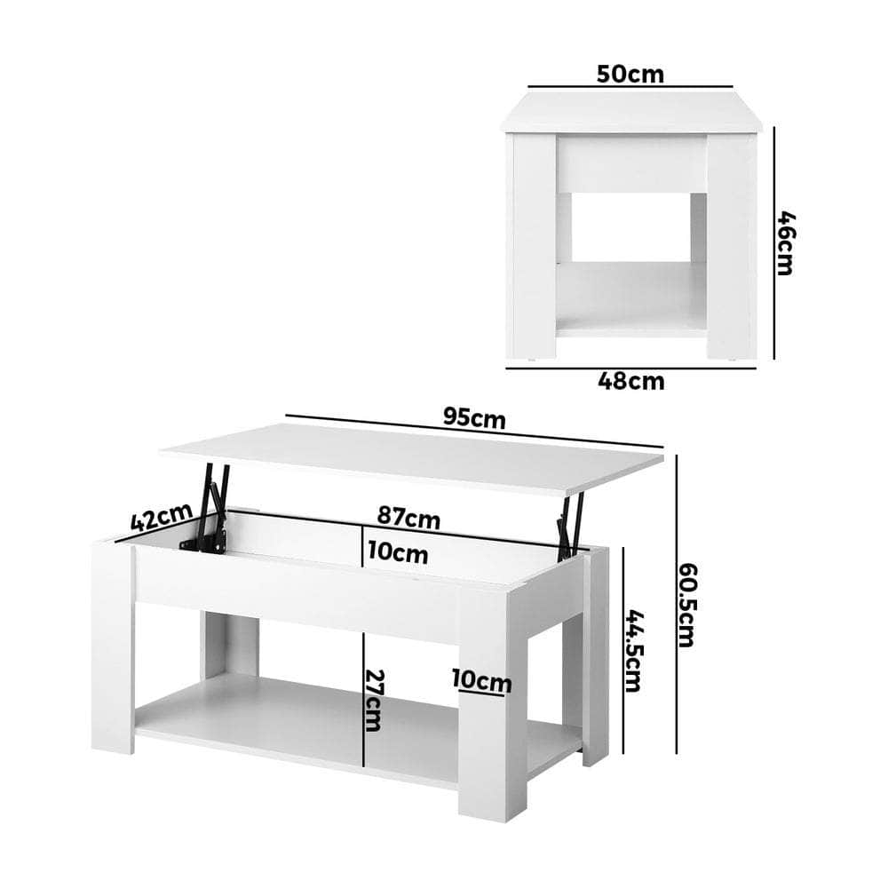 Elegant Lift-Up Top Coffee Table with White Finish and Ample Storage Space