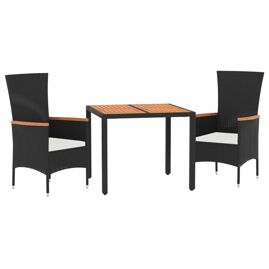 Elegant Outdoor Dining: 3/5-Piece Cushioned Black Poly Rattan Set