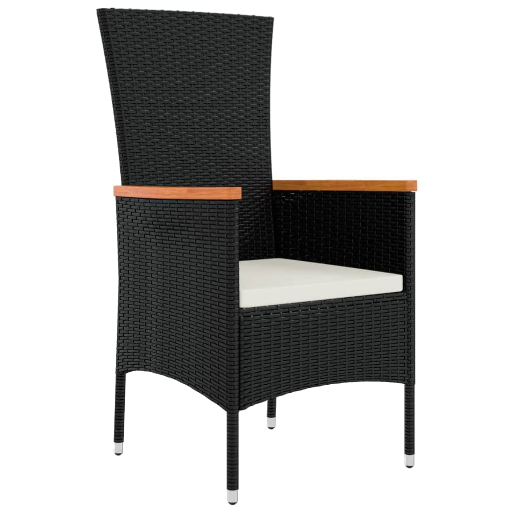 Elegant Outdoor Dining: 3/5-Piece Cushioned Black Poly Rattan Set