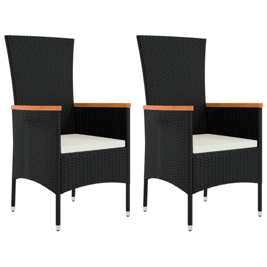 Elegant Outdoor Dining: 3/5-Piece Cushioned Black Poly Rattan Set