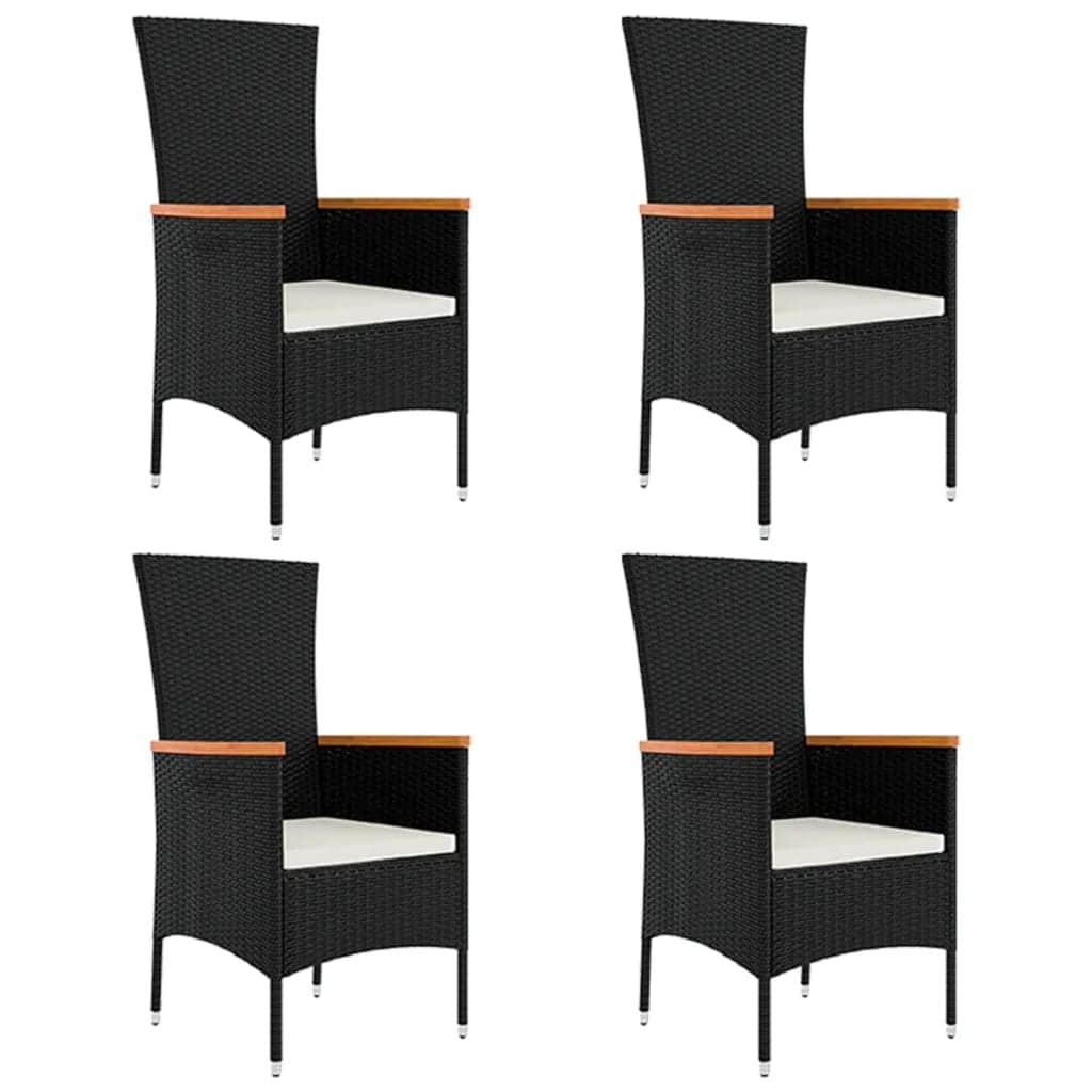 Elegant Outdoor Dining: 3/5-Piece Cushioned Black Poly Rattan Set