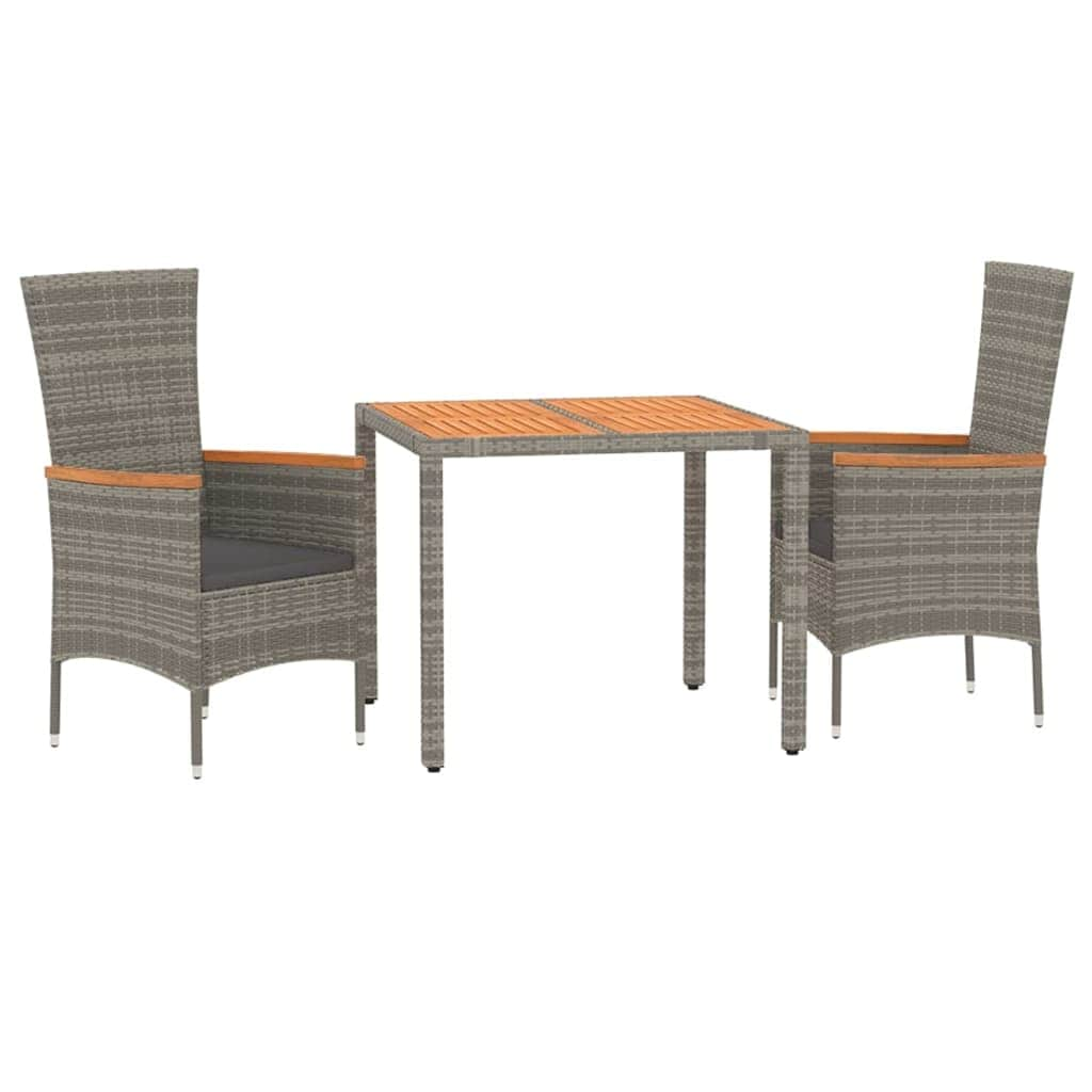 Elegant Outdoor Dining: 3/5-Piece Cushioned Grey Poly Rattan Set