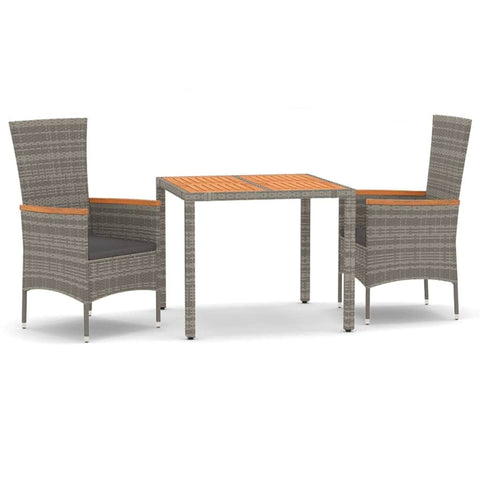 Elegant Outdoor Dining: 3/5-Piece Cushioned Grey Poly Rattan Set