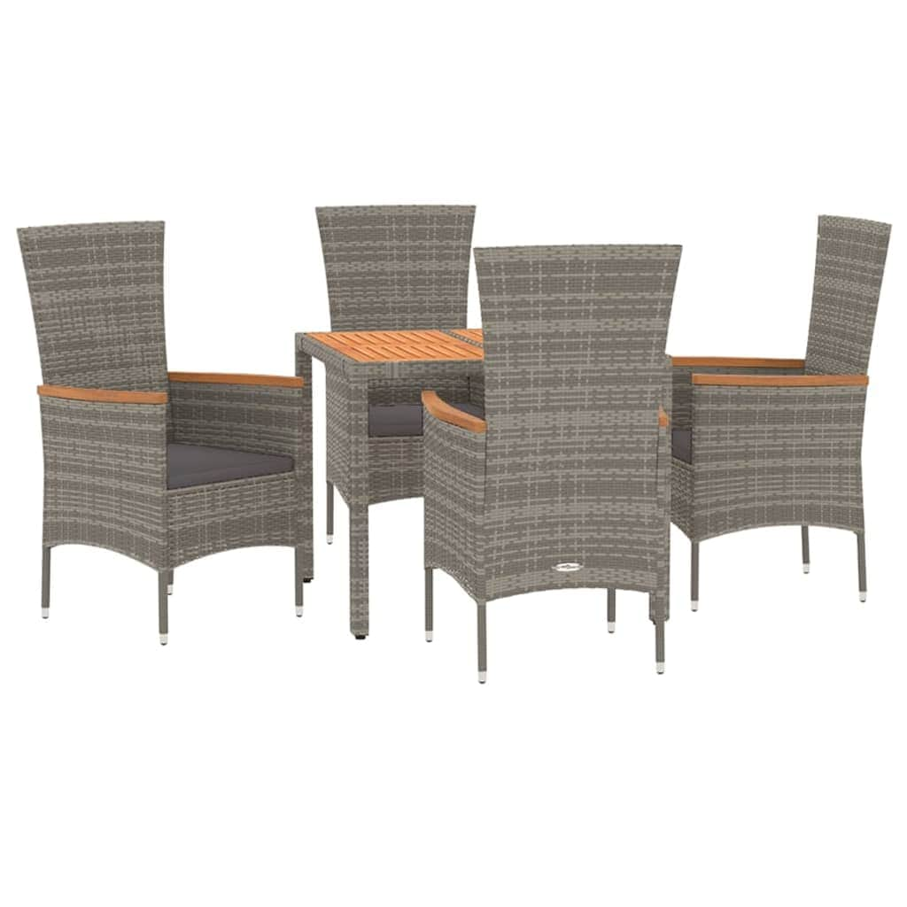 Elegant Outdoor Dining: 3/5-Piece Cushioned Grey Poly Rattan Set