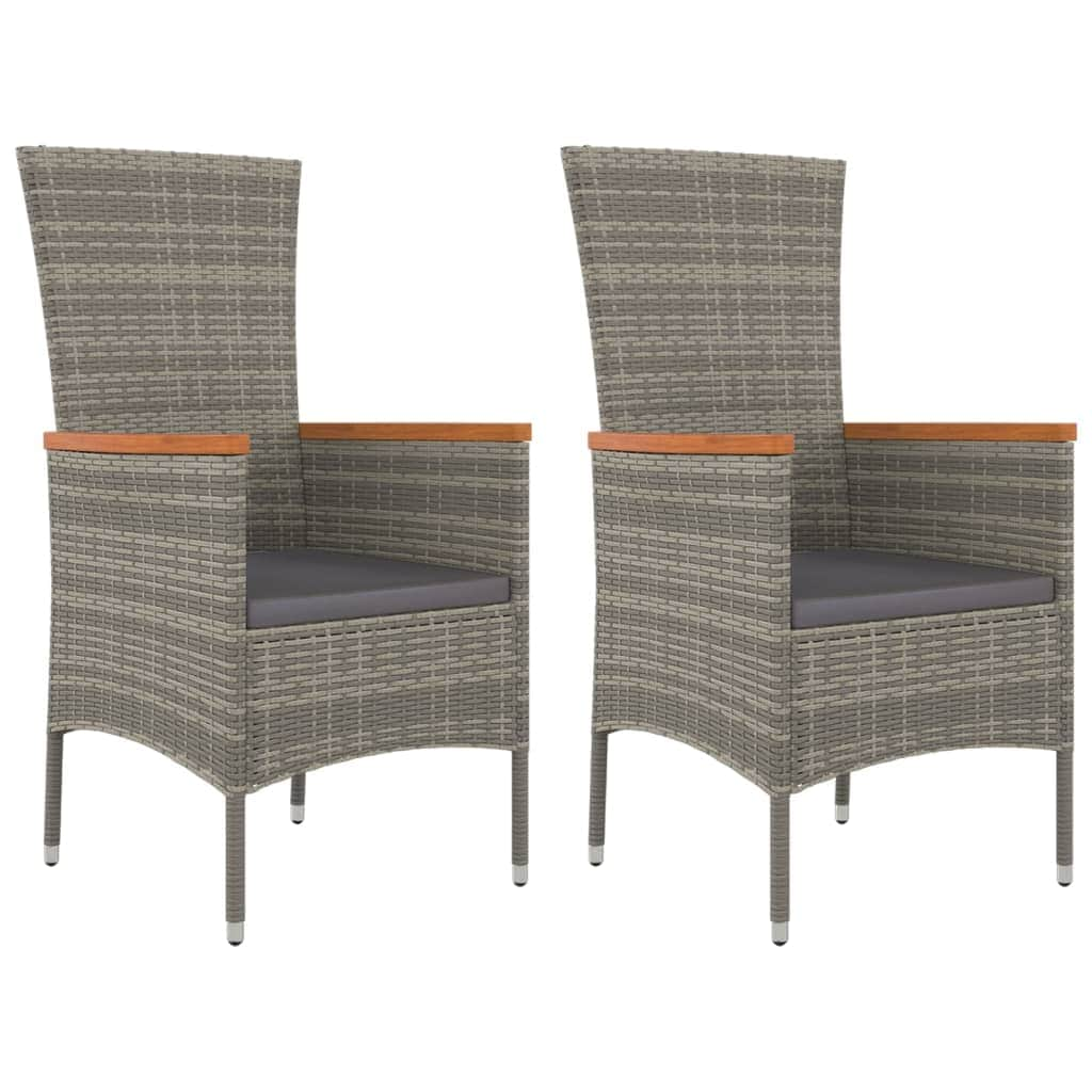 Elegant Outdoor Dining: 3/5-Piece Cushioned Grey Poly Rattan Set