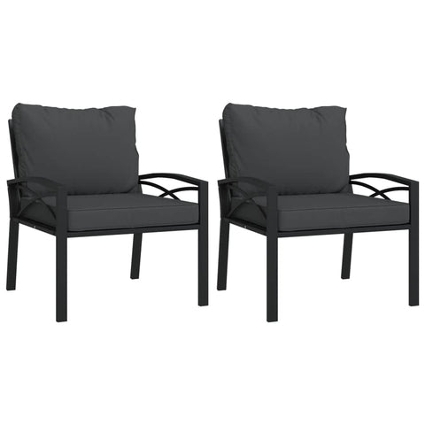 Elegant Steel Garden Chairs with Grey Cushions - Set of 2