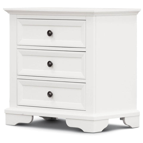 Elegant White Bedside Table with 3 Drawers - Stylish Storage Cabinet for Nightstands