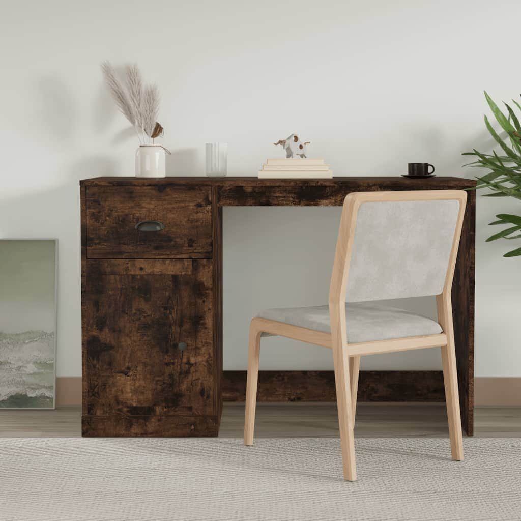 Elegant White Study Desk with Integrated Storage