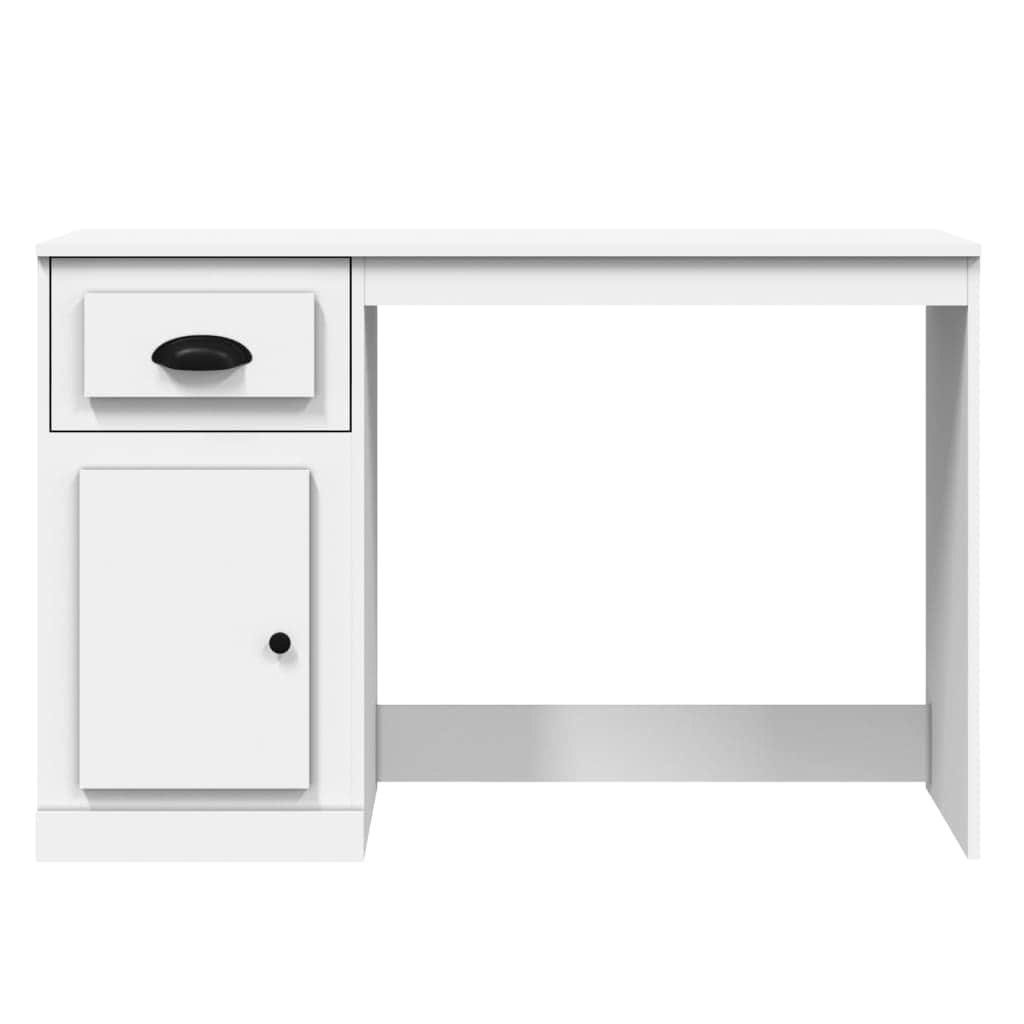 Elegant White Study Desk with Integrated Storage