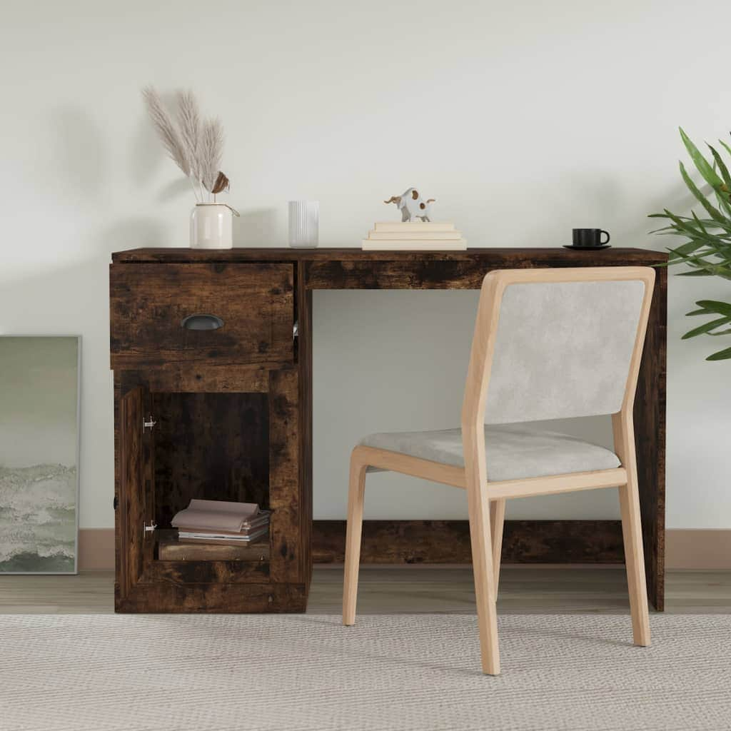 Elegant White Study Desk with Integrated Storage