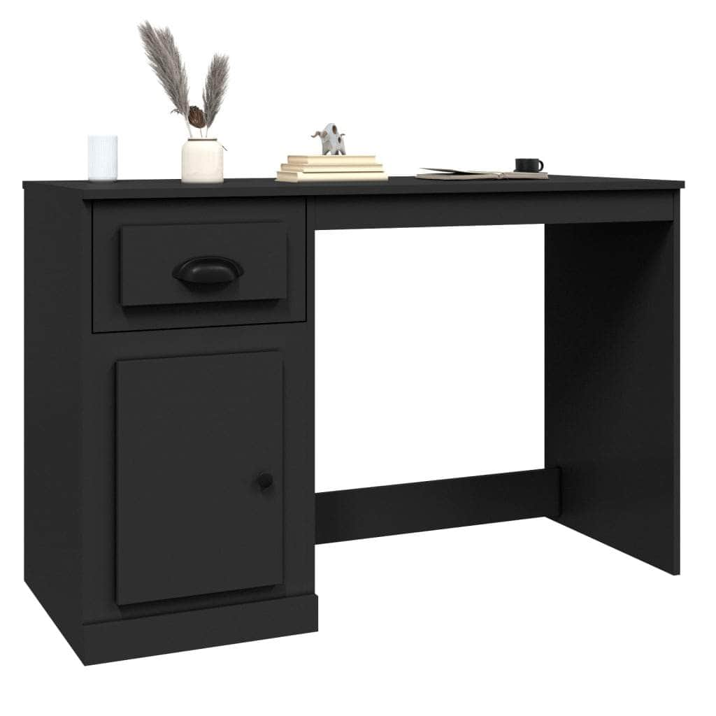 Elegant White Study Desk with Integrated Storage